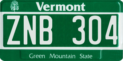 VT license plate ZNB304