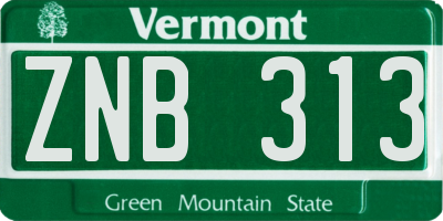 VT license plate ZNB313