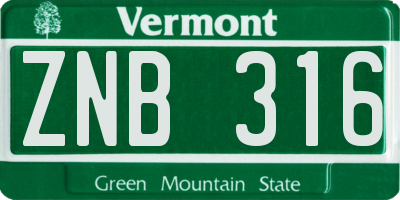 VT license plate ZNB316