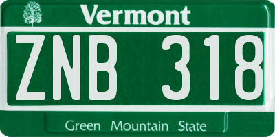 VT license plate ZNB318