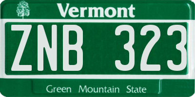 VT license plate ZNB323