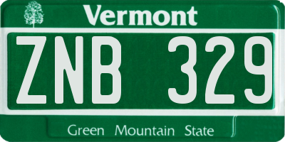 VT license plate ZNB329