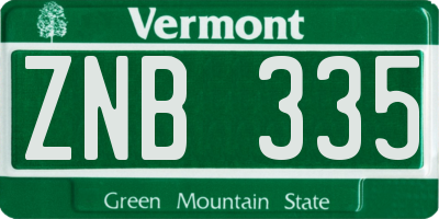VT license plate ZNB335