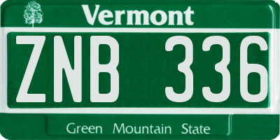 VT license plate ZNB336