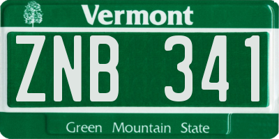 VT license plate ZNB341