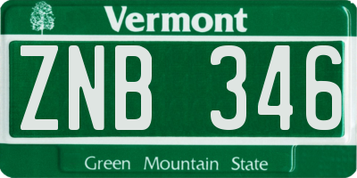 VT license plate ZNB346