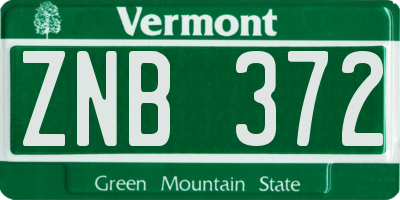 VT license plate ZNB372