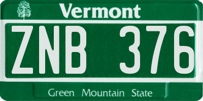 VT license plate ZNB376