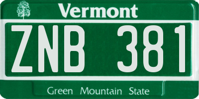 VT license plate ZNB381