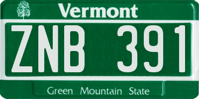 VT license plate ZNB391