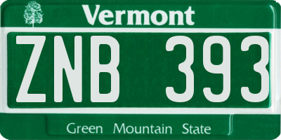 VT license plate ZNB393