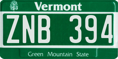 VT license plate ZNB394