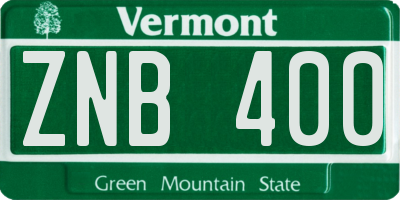 VT license plate ZNB400