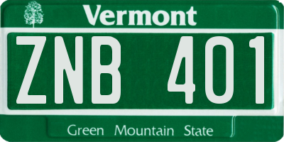 VT license plate ZNB401