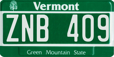 VT license plate ZNB409