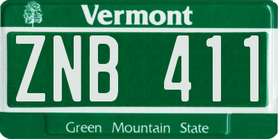 VT license plate ZNB411