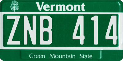 VT license plate ZNB414