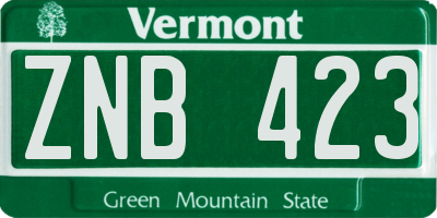 VT license plate ZNB423