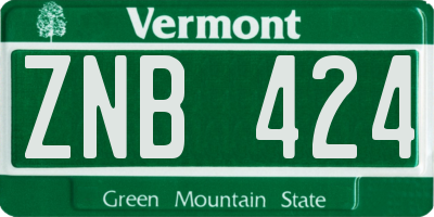 VT license plate ZNB424