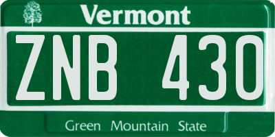 VT license plate ZNB430