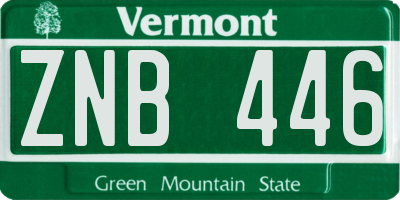 VT license plate ZNB446