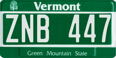 VT license plate ZNB447