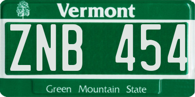 VT license plate ZNB454