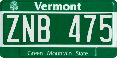 VT license plate ZNB475