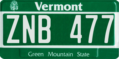 VT license plate ZNB477
