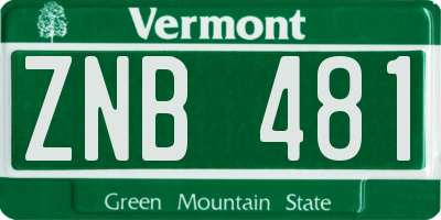 VT license plate ZNB481