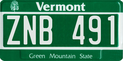 VT license plate ZNB491