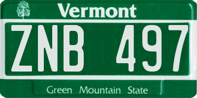 VT license plate ZNB497