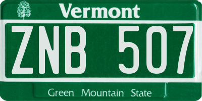VT license plate ZNB507