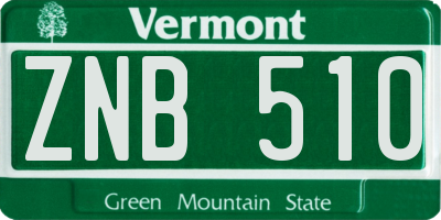VT license plate ZNB510