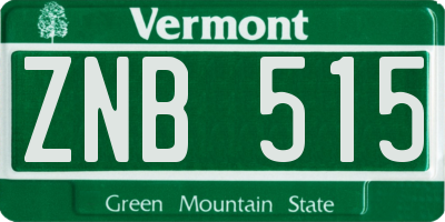 VT license plate ZNB515