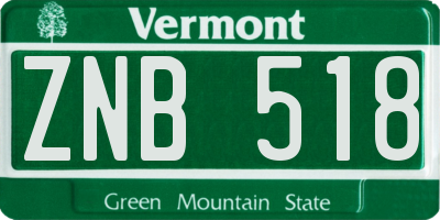 VT license plate ZNB518