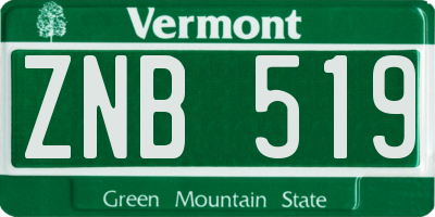 VT license plate ZNB519