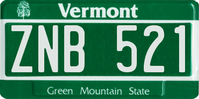 VT license plate ZNB521