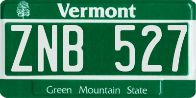 VT license plate ZNB527