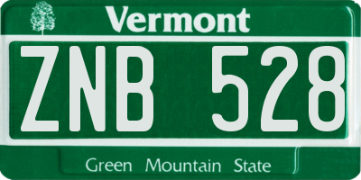VT license plate ZNB528