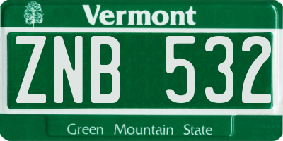 VT license plate ZNB532