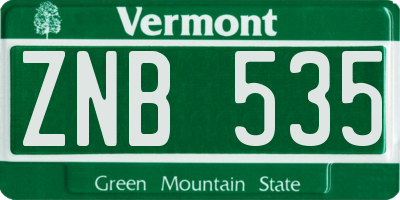 VT license plate ZNB535