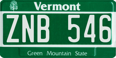VT license plate ZNB546