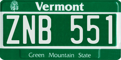 VT license plate ZNB551
