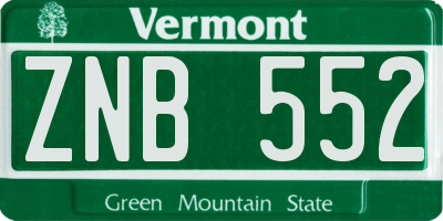 VT license plate ZNB552