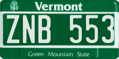 VT license plate ZNB553