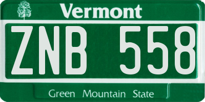 VT license plate ZNB558