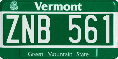 VT license plate ZNB561