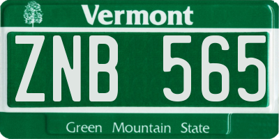 VT license plate ZNB565