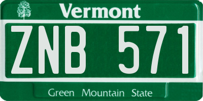 VT license plate ZNB571